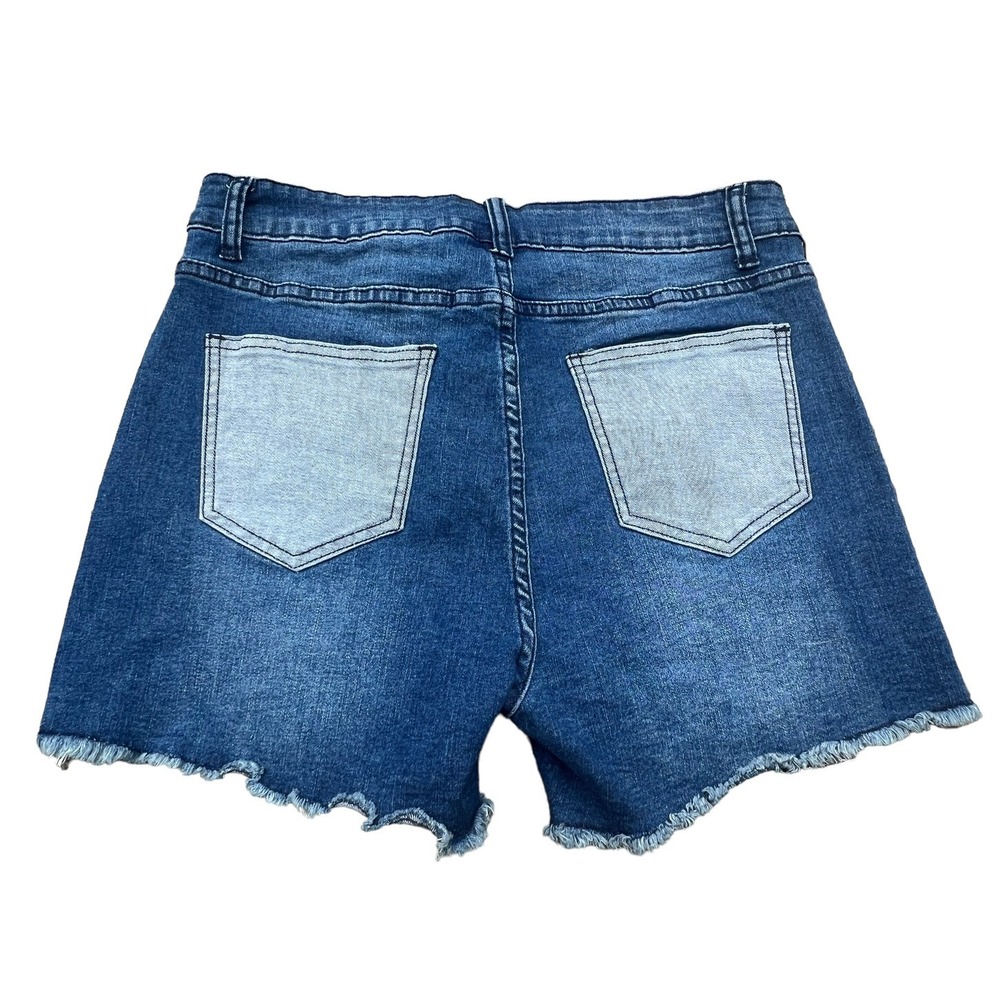 Crazy Train Shorts Denim Jean Western Cowgirl distressed Size Large Festival NWT - Picture 2 of 5